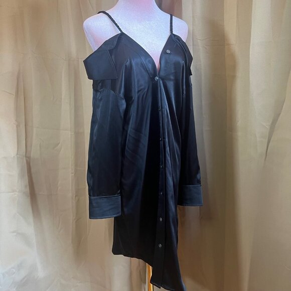 T by Alexander Wang  Off the Shoulder Shirt Dress  100% Silk size 4 - Picture 1 of 9